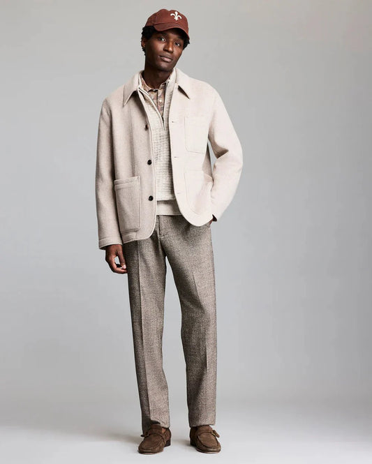 Billy Reid Felted Wool Chore Coat in Dove Heather