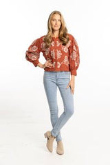 Bindu Egla Blouse in Terracotta