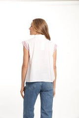 Bindu Esmeralda Blouse in White Blush