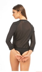 Blanc Noir Wrap Bodysuit in Black
