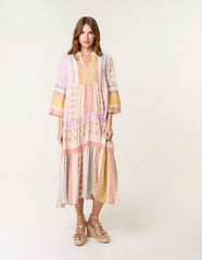 V Neck Smock Midi Dress