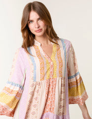 V Neck Smock Midi Dress