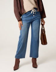 Elasticated Waist Jeans With Tie