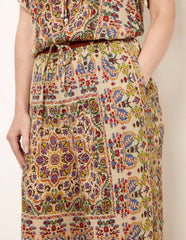Printed Shirred Waist Trousers