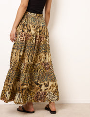 Animal Print Tiered Maxi Skirt