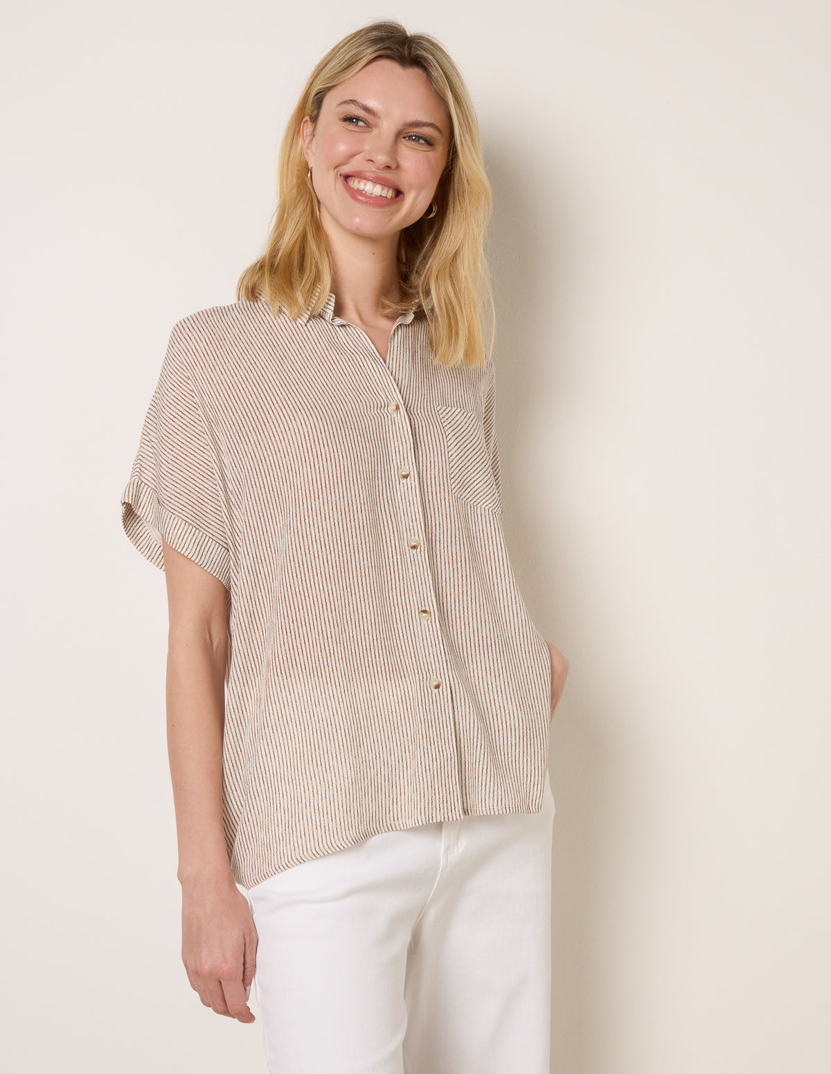 Stripe Button Front Shirt
