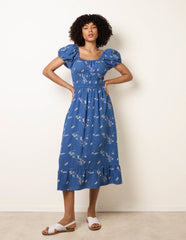 Embroidery Milkmaid Midi Dress