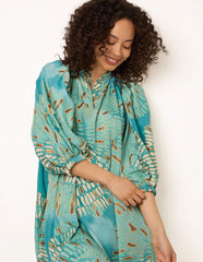 Diamante Tunic Dress With Puff Sleeve