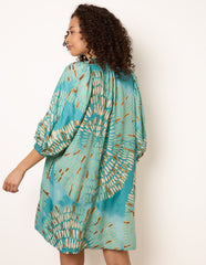 Diamante Tunic Dress With Puff Sleeve