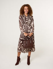 Abstract Polka Dot Dress And Metallic Striped Button Collar Dress