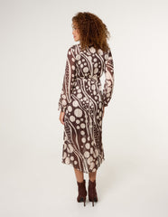 Abstract Polka Dot Dress And Metallic Striped Button Collar Dress