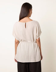 Belted Wide Sleeve Top