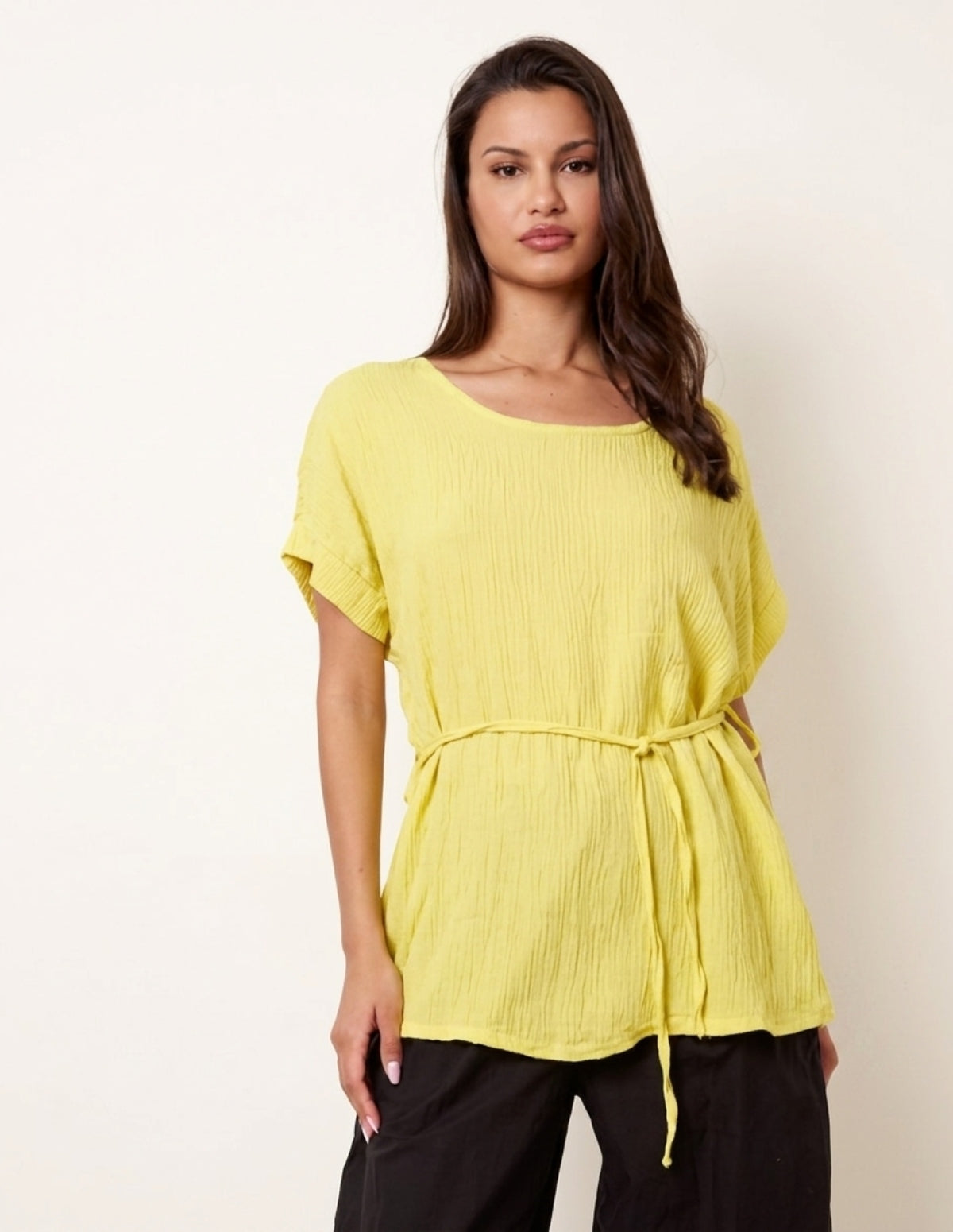 Belted Wide Sleeve Top