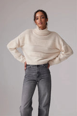 C-Rush Plushy Stitch Roll Neck Sweater in Cotton
