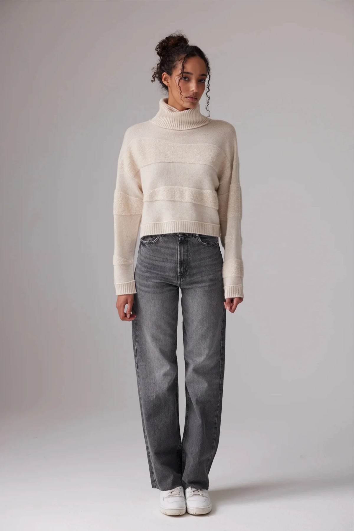 C-Rush Plushy Stitch Roll Neck Sweater in Cotton