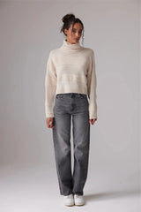 C-Rush Plushy Stitch Roll Neck Sweater in Cotton