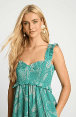 Caballero Nyx Dress in Green Ink Bloom