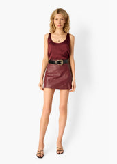 Cami NYC Cillian Genuine Leather Mini Skirt in Syrah