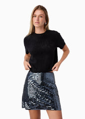 Cami NYC Fayruz Mid Rise Sequin Skirt in Coal