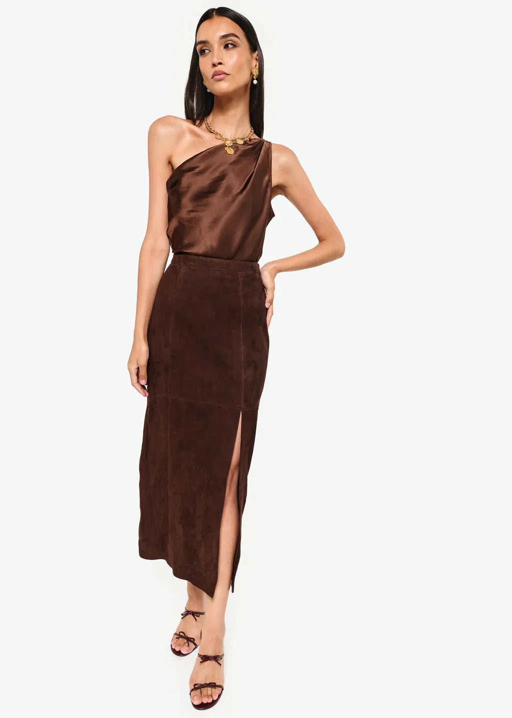 Cami NYC Idris Suede Skirt in Malt