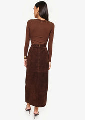 Cami NYC Idris Suede Skirt in Malt