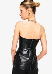 Cami NYC Iman Vegan Leather Top in Black