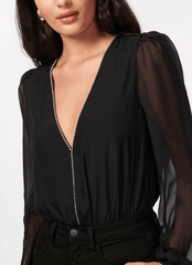 Cami NYC Ingrid Crystal Bodysuit in Black