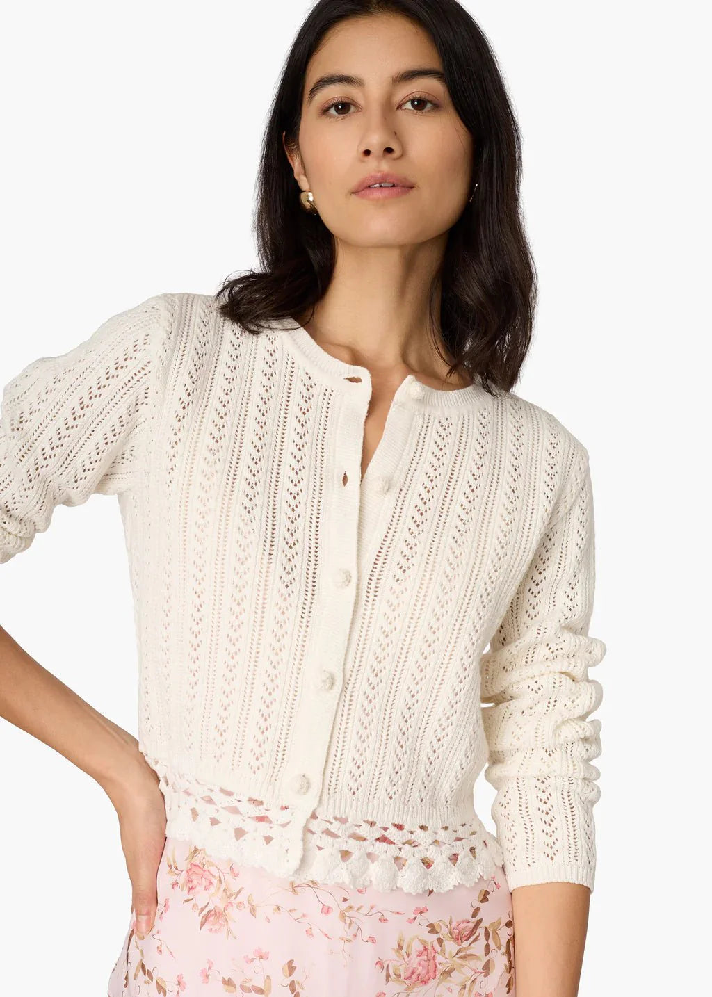 Cami NYC Lilibeth Pointelle Cardigan in Macadamia