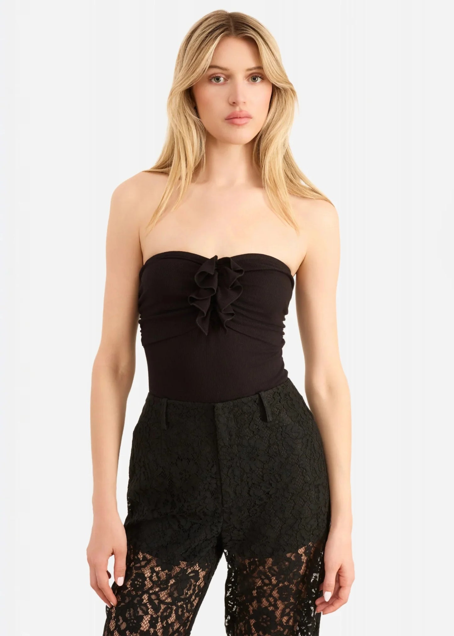 Cami NYC Livvy Strapless Rib Knit Bodysuit in Black