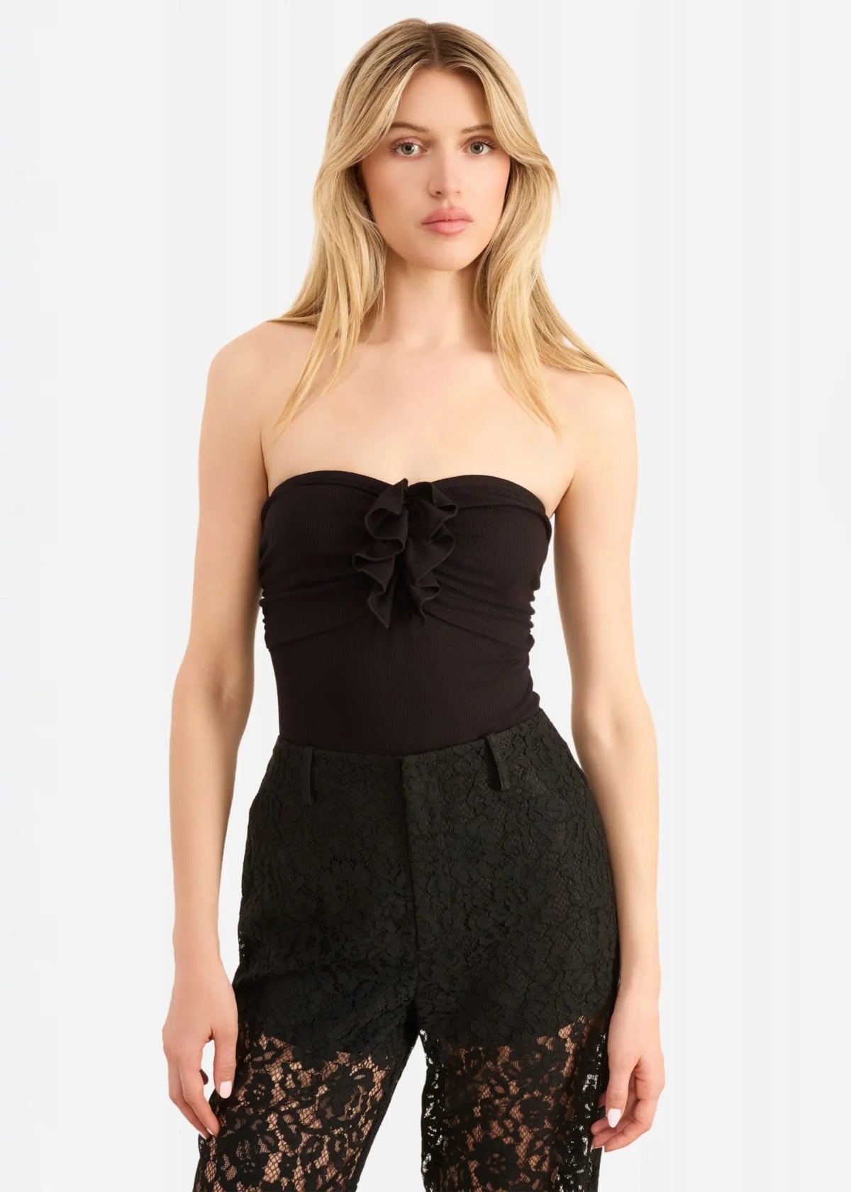Cami NYC Livvy Strapless Rib Knit Bodysuit in Black