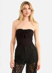 Cami NYC Livvy Strapless Rib Knit Bodysuit in Black