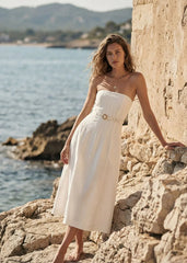 Cami NYC Yena Strapless Linen Dress in Macadamia