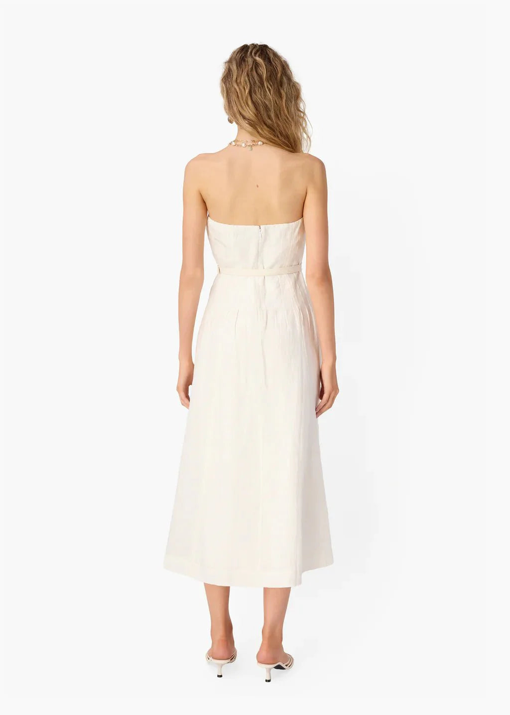 Cami NYC Yena Strapless Linen Dress in Macadamia