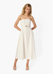 Cami NYC Yena Strapless Linen Dress in Macadamia