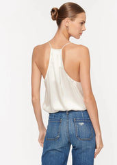 Cami Racer Charmeuse Cami in White