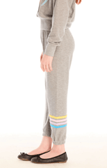 Chaer Kids Contrast Strappings Pant in Heather Grey