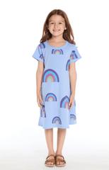 Chaser Allover Rainbows Short Sleeve Shirt Dress