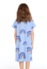 Chaser Allover Rainbows Short Sleeve Shirt Dress