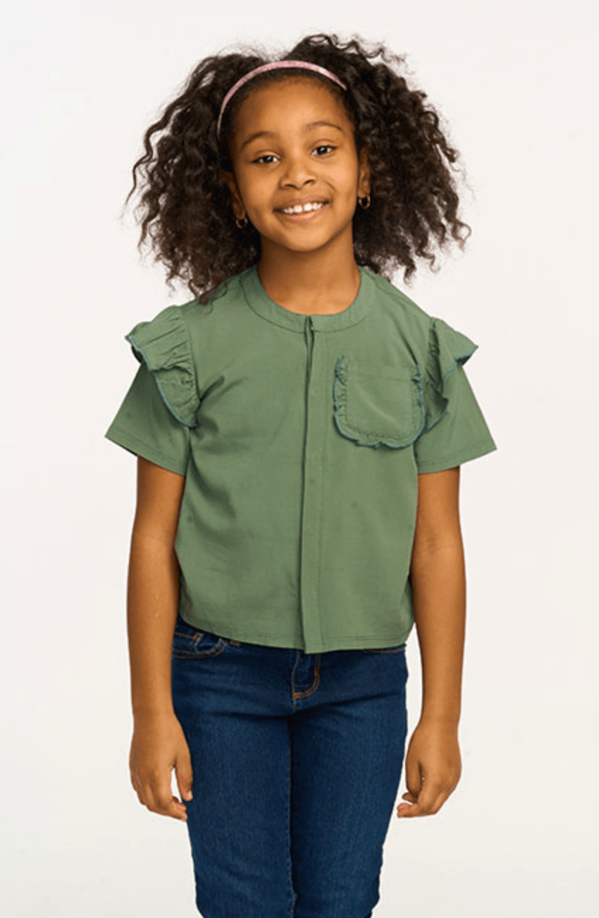 Chaser Anise Ruffle Top in Dark Forest