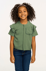 Chaser Anise Ruffle Top in Dark Forest