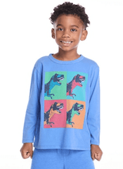 Chaser Boys Longsleeve T-Rex Tee in Blue Dream