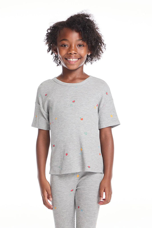 Chaser Devin Fruity Girls Tee in Gray
