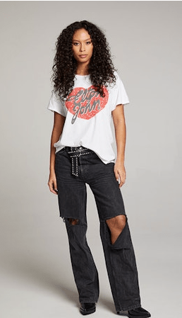 Chaser Elton John Script Logo Heart Tee in White