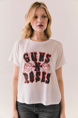 Chaser Guns N’ Roses Flaming Roses Tee in White