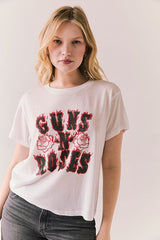 Chaser Guns N’ Roses Flaming Roses Tee in White