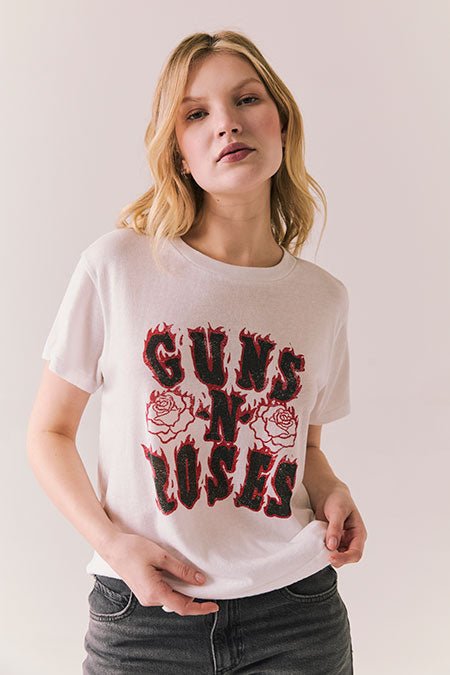 Chaser Guns N’ Roses Flaming Roses Tee in White