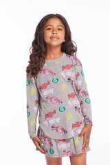 Chaser Kids Allover Candy Long Sleeve in Streaky Grey