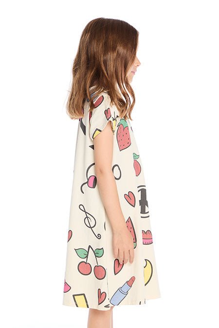 Chaser Kids Back to School Doodles Dress in Starry White