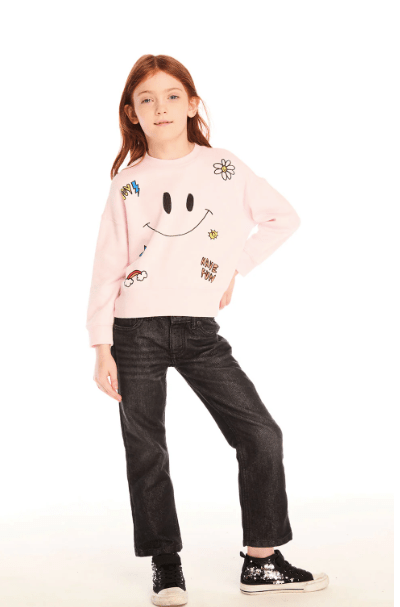 Chaser Kids Be Happy Icon Long Sleeve in Pinky