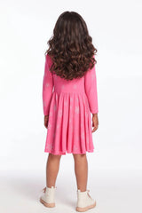 Chaser Kids Glitter Snowflake Dress in Flamingo